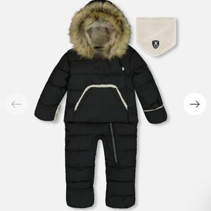 Deux par Deux Black Kids Snowsuit with Fur Trim Size 12-18 months